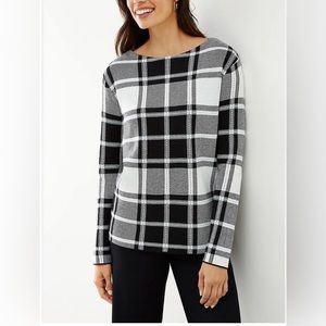 J. Jill Knit Plaid Scoop Neck Pullover